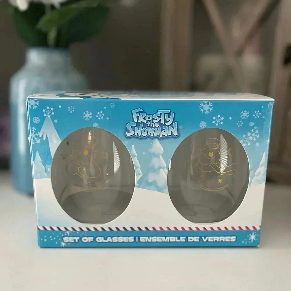 Frosty the Snowman Holiday Glass Drinkware Set of  Two